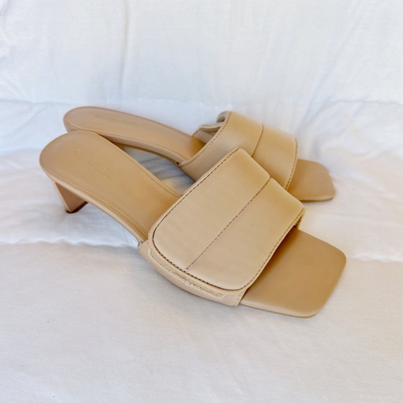 Open Edit Cava Slide Sandal Square Toe Heel | Size 7.5 Nude - Picture 2 of 8
